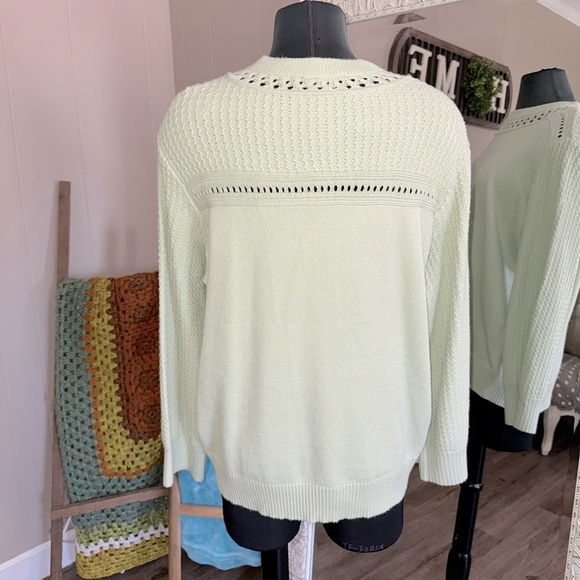 Cyrus • Light Green Crochet Trim Sweater - Picture 3 of 10